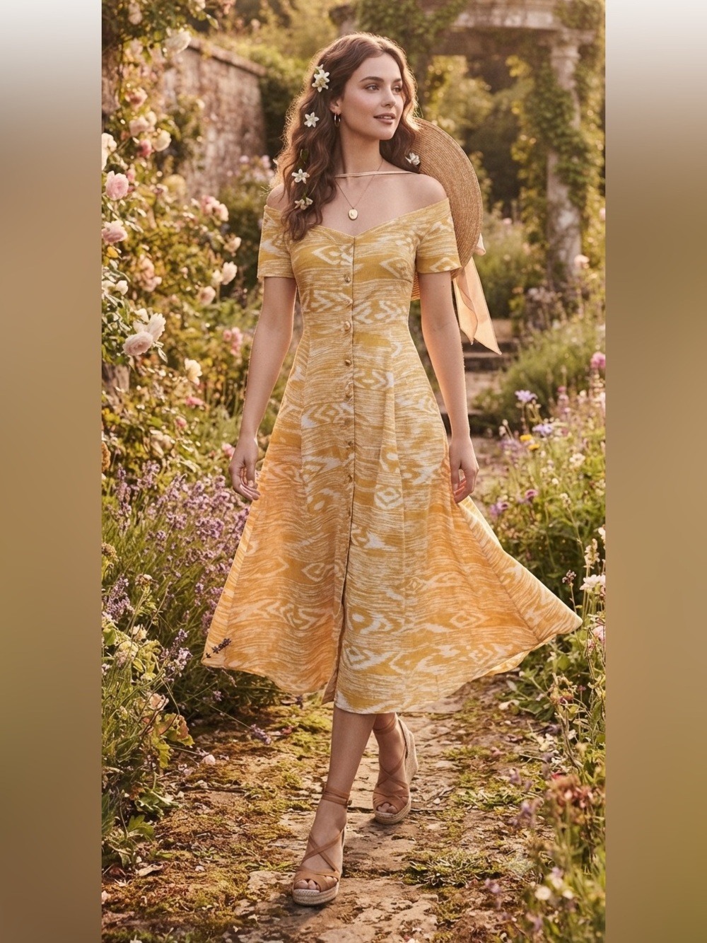 Reformation yellow white off the shoulder Dress